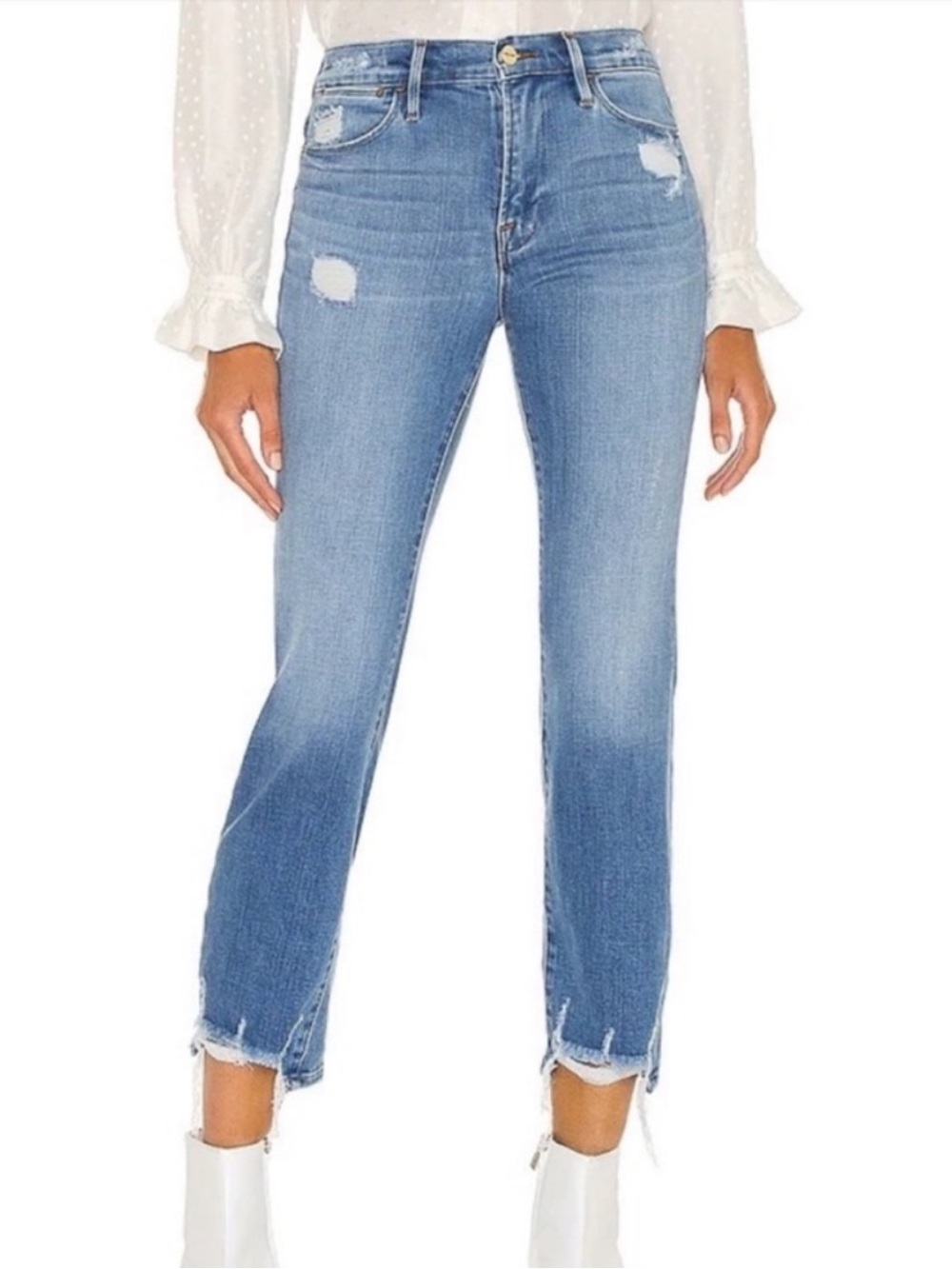 Frame Le high straight jeans distressed